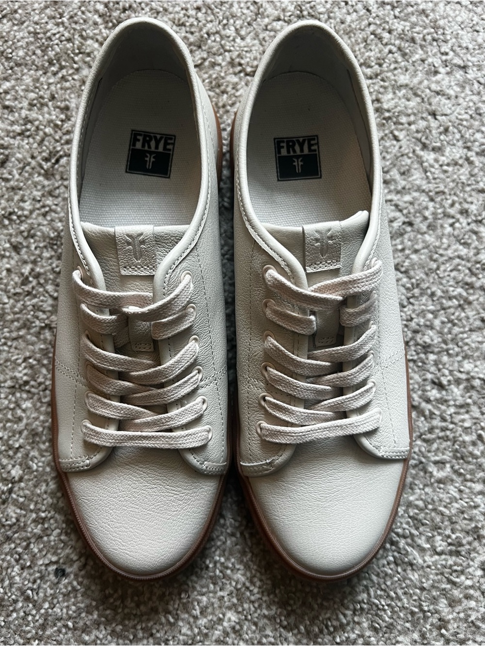 FRYE Off-White Leather Low-Top Sneakers